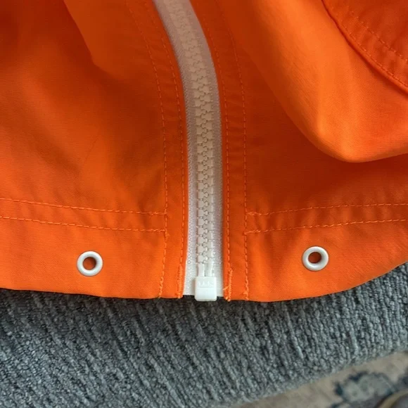 LL Bean Blaze Orange Nylon Hooded Jacket Windbreaker Size Large Regular - Picture 7 of 10